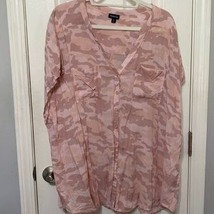 Torrid: Pink Camo Button up shirt